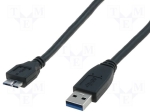 Кабел AK-300116-0025-S Кабел; USB 3.0; USB A щепсел, USB B micro щепсел; никелиран